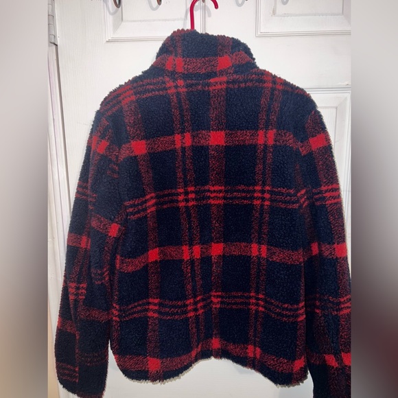 Nwot! Sanctuary Blue Red Plaid Faux Sherpa Fleece Jacket ✨ - Picture 7 of 7